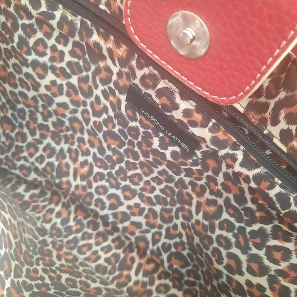Wilsons leather big red tote satchel bag - Picture 6 of 7